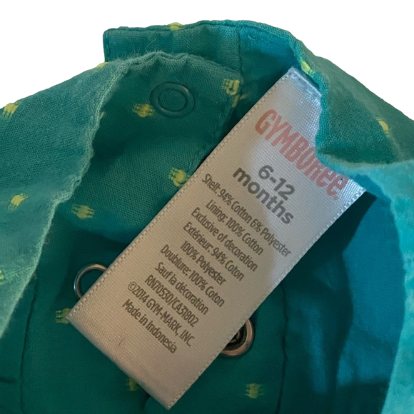 Gymboree TINY TEAL 6-12 M Short Sleeve Dress w/Yellow Knots - Picture 2 of 4